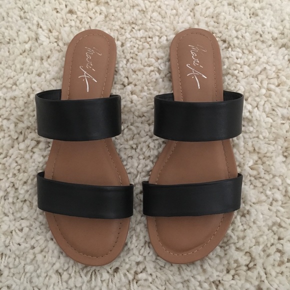 black sandals with 2 straps
